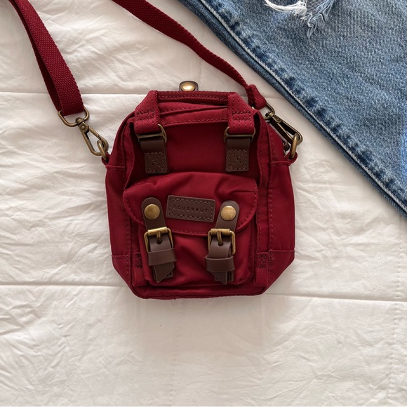 Doughnut Handbags - Doughnut Macaroon Tiny Reborn Series Burgundy Blush Crossbody Bag